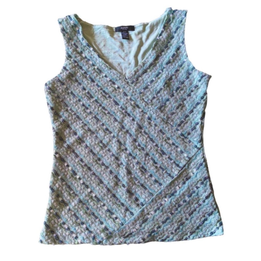 Y2K FAIRY BLUE ALFANI TANK TOP W/GLITTERY STRIPES 🧚🏻